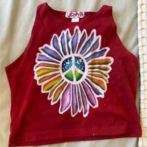 hand painted red crop top